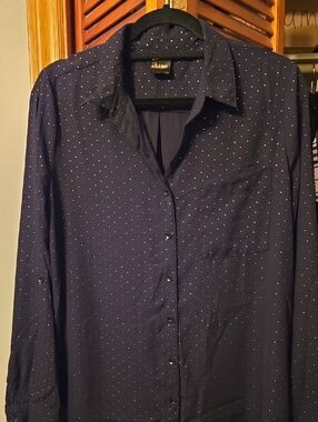 Reitmans Black Blouse with Metallic Dot Accents